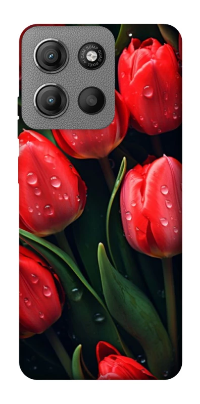 Чехол на Motorola Moto G15 Power Красные тюльпаны фото 1 из 1
