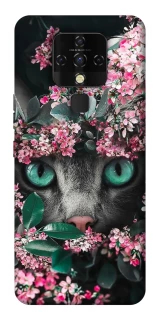 Чохол на TECNO Camon 16 SE Кіт в квітах фото 1 з 1