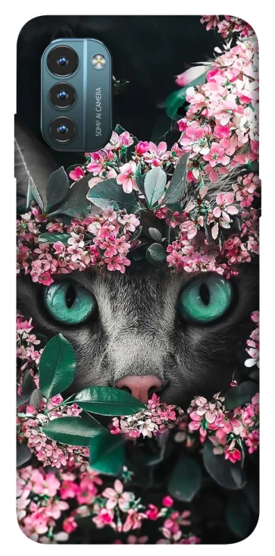 Чехол на Nokia G21 Кот в цветах фото 1 из 1