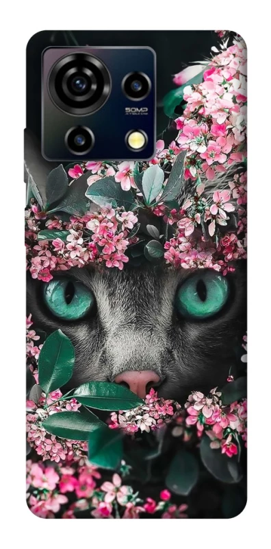 Чохол на ZTE Blade V50 Vita Кіт в квітах фото 1 з 1