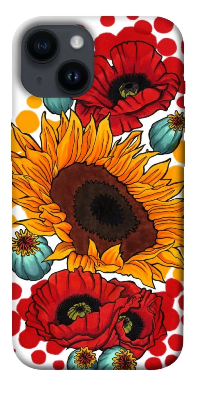 Чохол на Apple iPhone 14 (6.1") Соняшники та маки фото 1 з 1