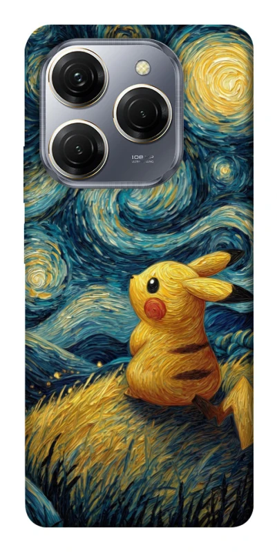 Чехол на TECNO Spark 20 Pro Pikachu and Van Gogh фото 1 из 1