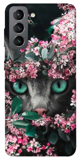 Чехол на Samsung Galaxy S21 FE Кот в цветах фото 1 из 1