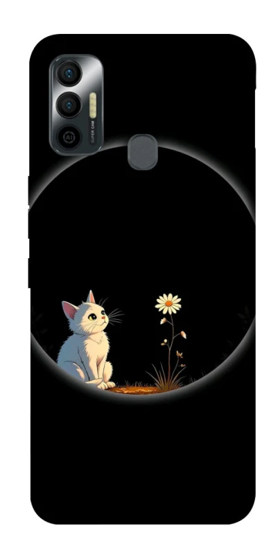 Чехол на TECNO Spark 7 Cat and flower фото 1 из 1
