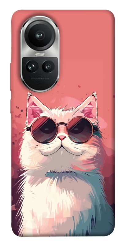 Чехол на Oppo Reno 10 Сat with glasses фото 1 из 1