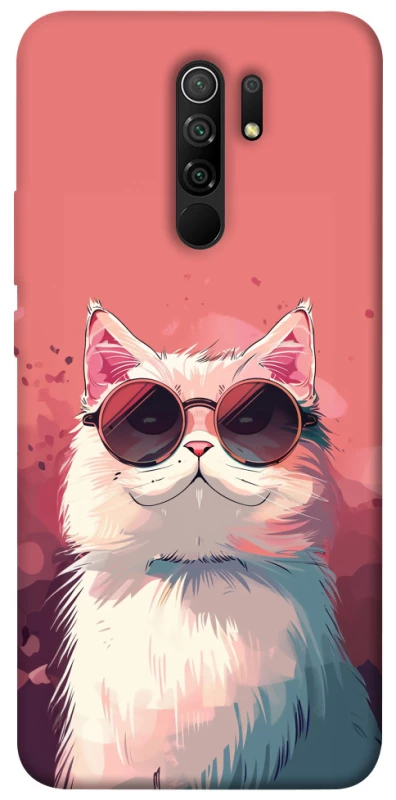Чехол на Xiaomi Redmi 9 Сat with glasses фото 1 из 1