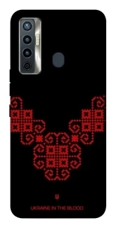 Чехол на TECNO Camon 17 Черно-красная вышиванка фото 1 из 1