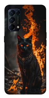 Чехол на Oppo Reno 5 4G Огненный кот фото 1 из 1