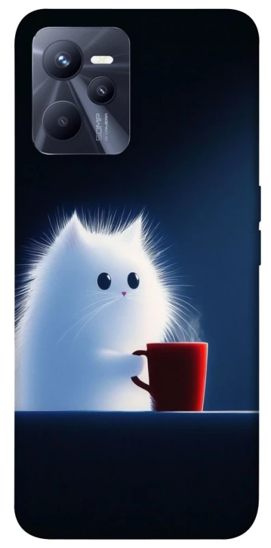 Чехол на Realme C35 Чехол кот с кофе фото 1 из 1