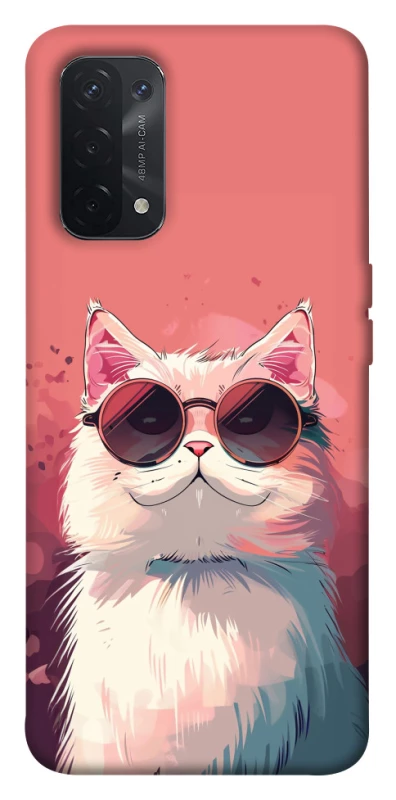 Чехол на Oppo A54 5G / A74 5G Сat with glasses фото 1 из 1