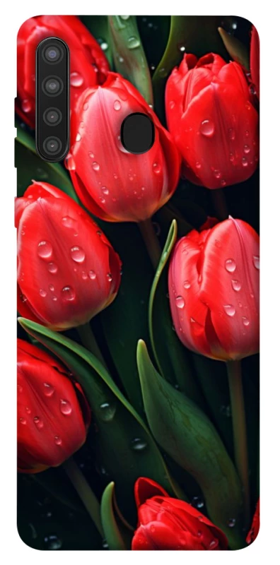 Чехол на Samsung Galaxy A21 Красные тюльпаны фото 1 из 1