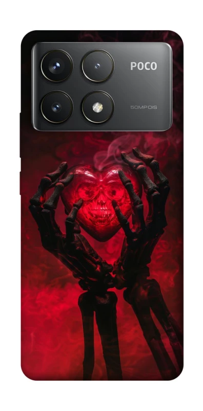 Чохол на Xiaomi Poco F6 Pro Heart in the hands of a skeleton фото 1 з 1