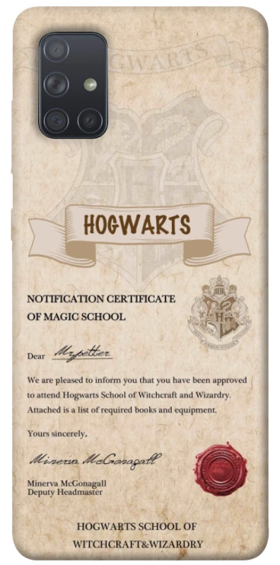 Чохол на Samsung Galaxy A71 The Hogwarts acceptance letter фото 1 з 1