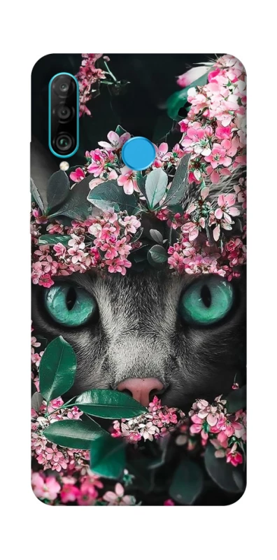 Чохол на Huawei P30 lite Кіт в квітах фото 1 з 1