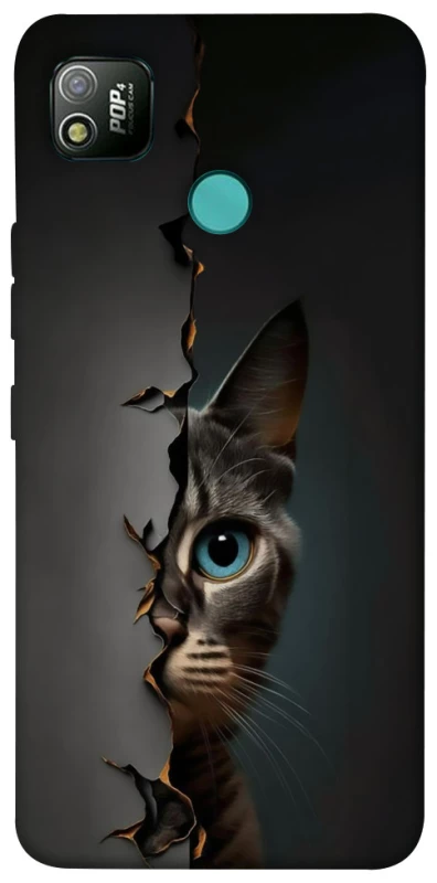 Чохол на TECNO POP 4 Кіт-підглядач v2 фото 1 з 1