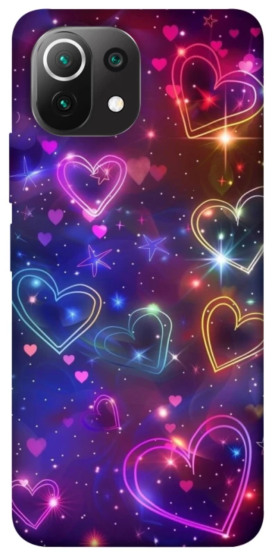 Чохол на Xiaomi Mi 11 Lite Drawn hearts фото 1 з 1