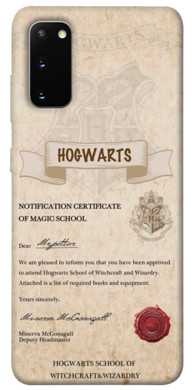 Чохол на Samsung Galaxy S20 The Hogwarts acceptance letter фото 1 з 1