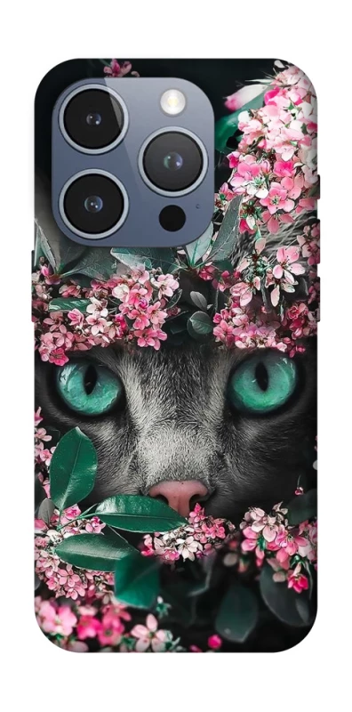 Чохол на Apple iPhone 16 Pro Кіт в квітах фото 1 з 1