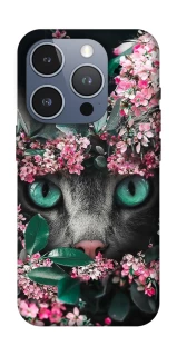 Чехол на Apple iPhone 16 Pro Кот в цветах фото 1 из 1