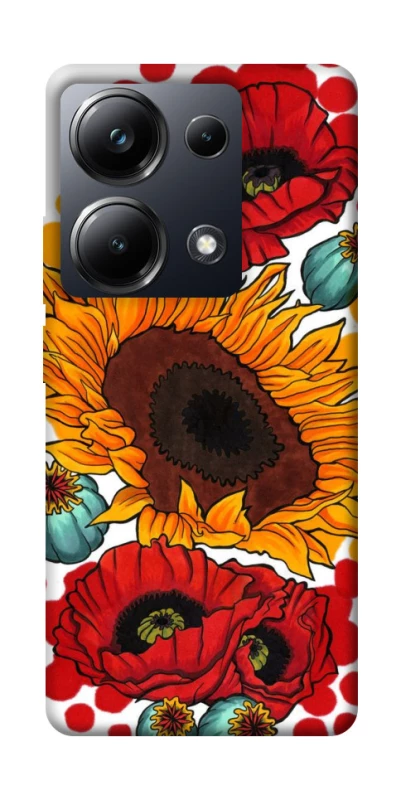 Чехол на Xiaomi Poco M6 Pro 4G Подсолнечники и маки фото 1 из 1