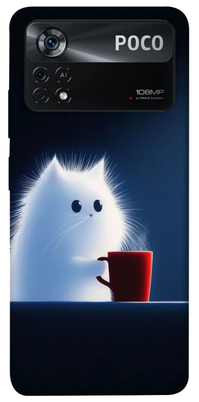Чохол на Xiaomi Poco X4 Pro 5G Чохол кіт з кавою фото 1 з 1
