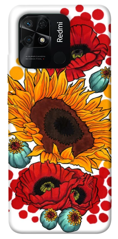 Чохол на Xiaomi Redmi 10C Соняшники та маки фото 1 з 1