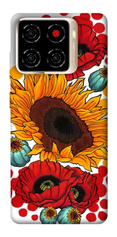 Чохол на ZTE Blade A56 Соняшники та маки фото 1 з 1