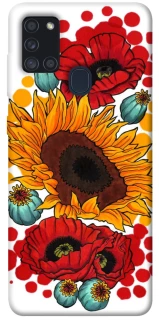Чехол на Samsung Galaxy A21s Подсолнечники и маки фото 1 из 1