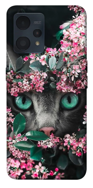 Чохол на Realme 9 4G / 9 Pro+ Кіт в квітах фото 1 з 1