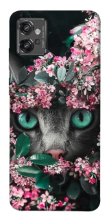 Чехол на Motorola Moto G32 Кот в цветах фото 1 из 1