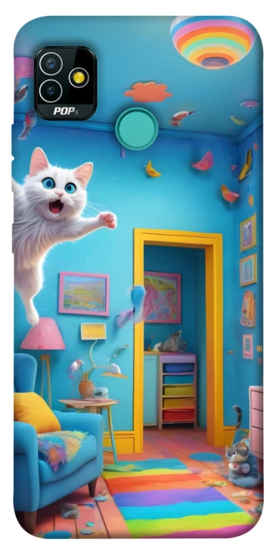 Чохол на TECNO POP 5 crazy cat фото 1 з 1