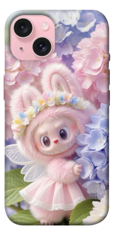 Чохол на Apple iPhone 15 (6.1") Labubu & Flowers ver.1 фото 1 з 1