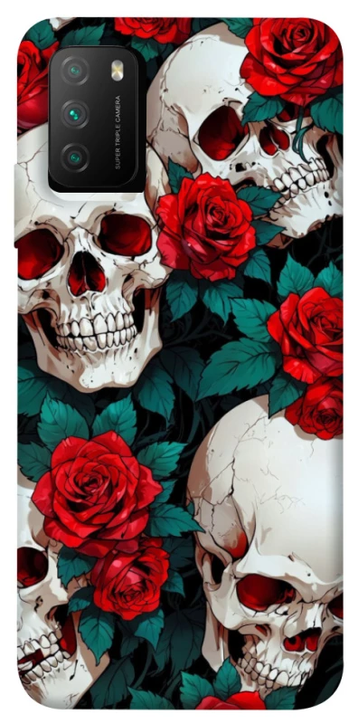 Чохол на Xiaomi Poco M3 skull and rose фото 1 з 1