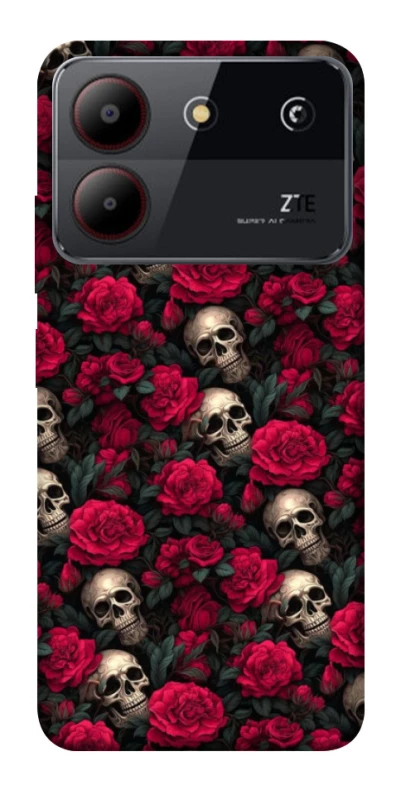 Чохол на ZTE Blade A54 4G Черепа та рози фото 1 з 1