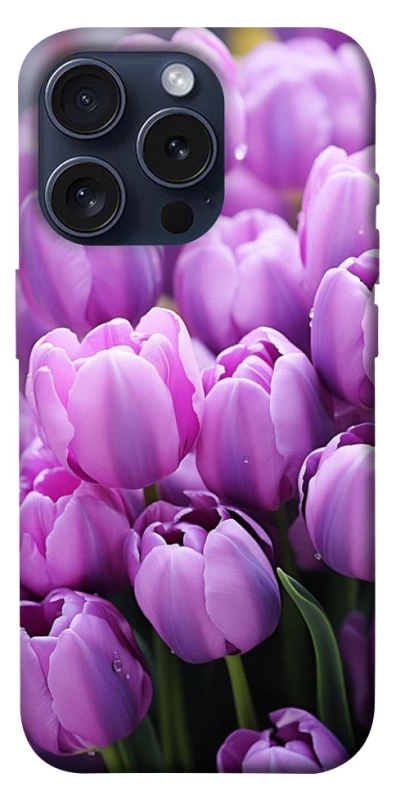 Чехол на Apple iPhone 15 Pro (6.1") Фиолетовые тюльпаны фото 1 из 1
