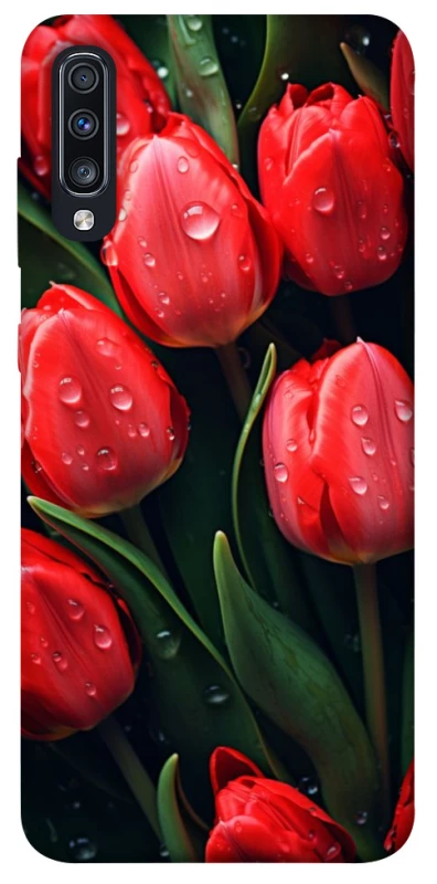 Чехол на Samsung Galaxy A70 (A705F) Красные тюльпаны фото 1 из 1