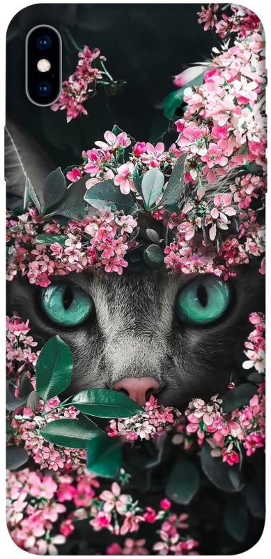Чохол на Apple iPhone XS Max (6.5") Кіт в квітах фото 1 з 1