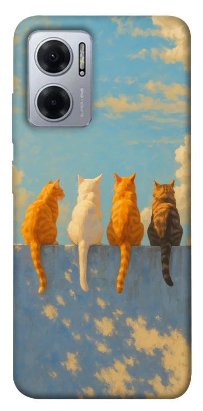Чехол на Xiaomi Redmi Note 11E cats on wall фото 1 из 1