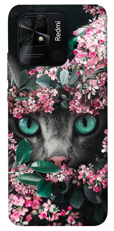 Чехол на Xiaomi Redmi 10C Кот в цветах фото 1 из 1