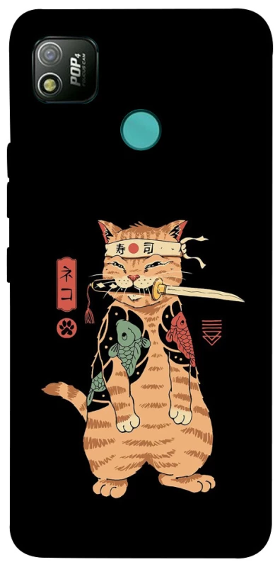 Чехол на TECNO POP 4 Кот-самурай фото 1 из 1