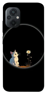 Чехол на Xiaomi Poco M5 Cat and flower фото 1 из 1