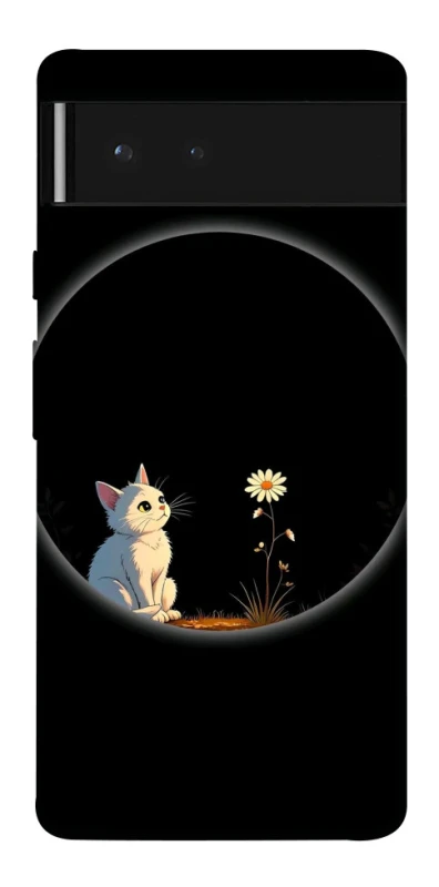 Чехол на Google Pixel 6 Cat and flower фото 1 из 1