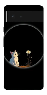 Чехол на Google Pixel 6 Cat and flower фото 1 из 1