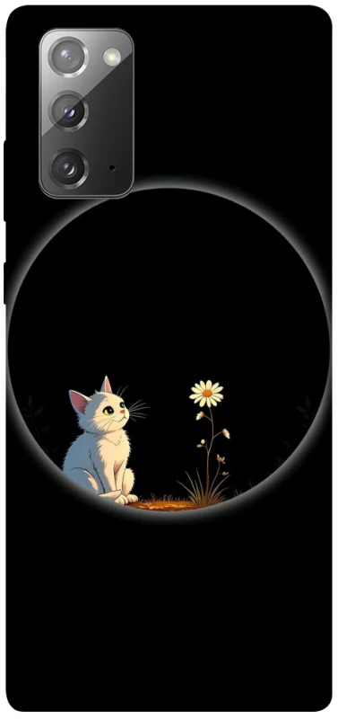 Чехол на Samsung Galaxy Note 20 Cat and flower фото 1 из 1