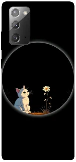 Чехол на Samsung Galaxy Note 20 Cat and flower фото 1 из 1