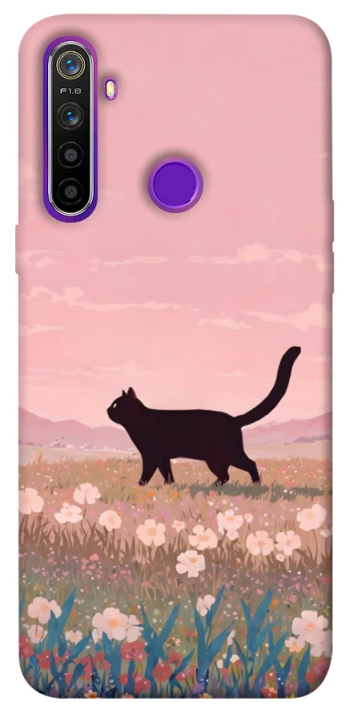 Чехол на Realme 5 cat on a field фото 1 из 1