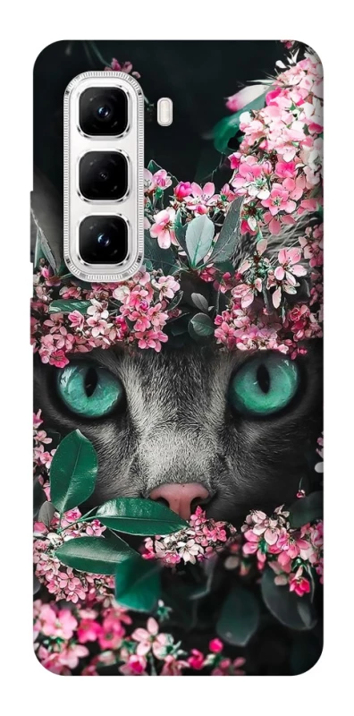 Чохол на Infinix Hot 50 Pro Кіт в квітах фото 1 з 1