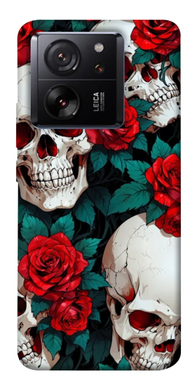 Чохол на Xiaomi 13T skull and rose фото 1 з 1