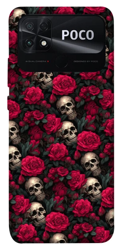Чехол на Xiaomi Poco C40 Черепа и розы фото 1 из 1