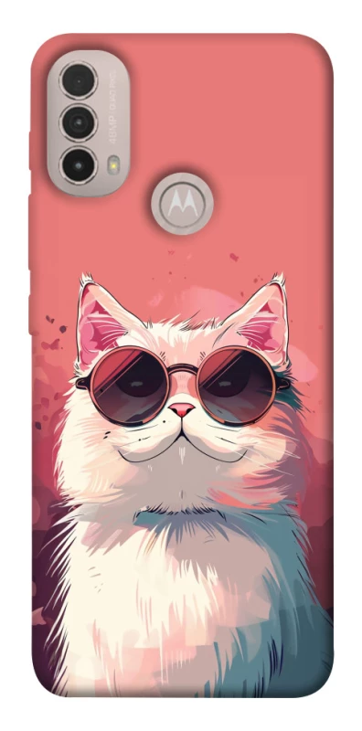 Чохол на Motorola Moto E40 Сat with glasses фото 1 з 1